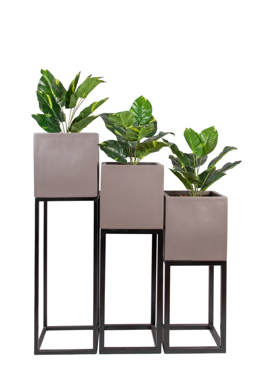 Cube FRP Planter with metal stand set (stands included)